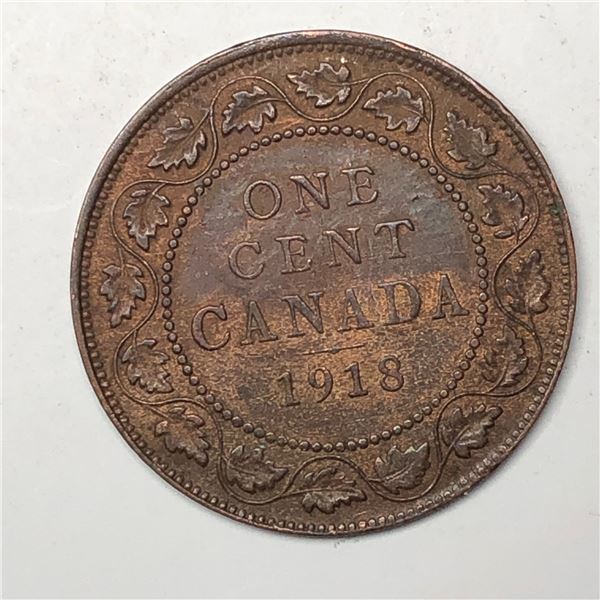 Canadian Large Cent 1918 AU TRACE RED