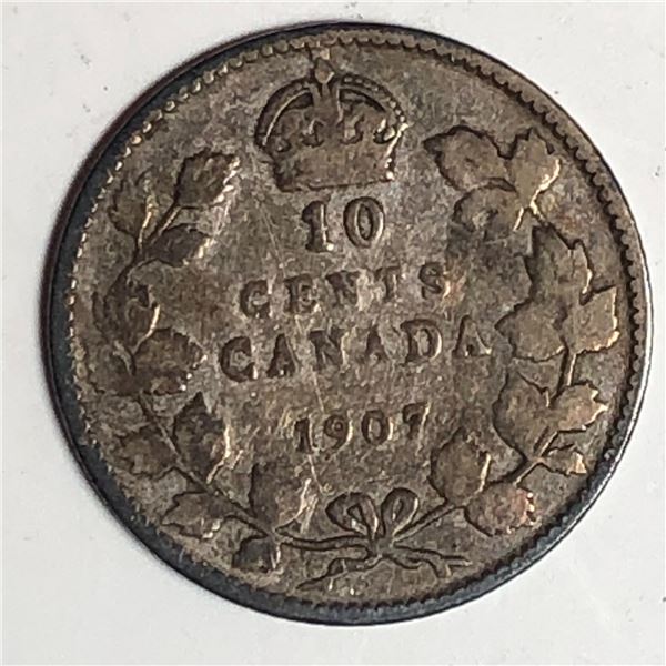 Canadian .10 Cent Dime 1907