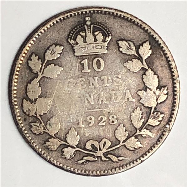 Canadian .10 Cent Dime 1928