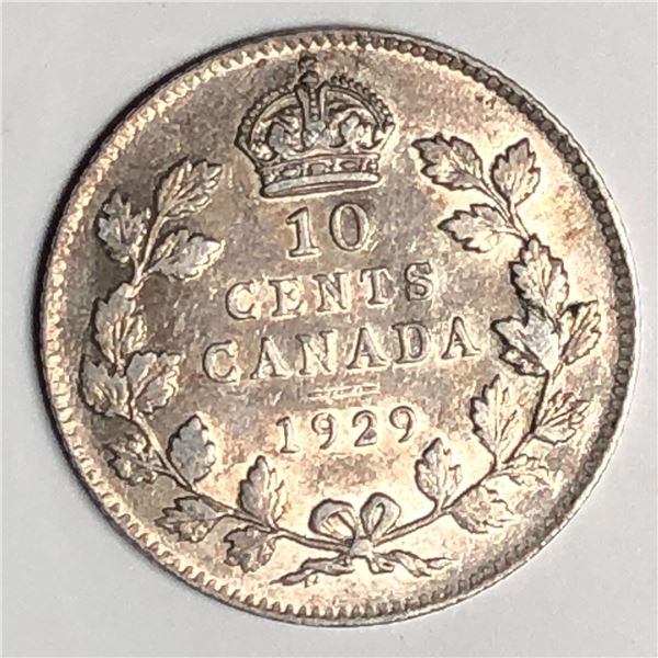 Canadian .10 Cent Dime 1929 EF