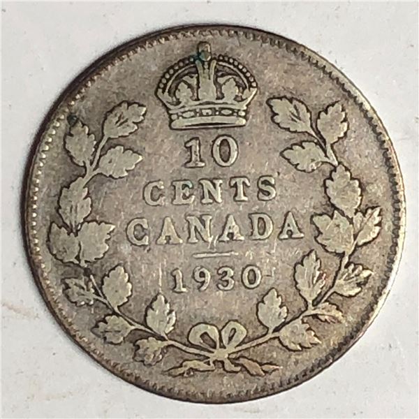 Canadian .10 Cent Dime 1930