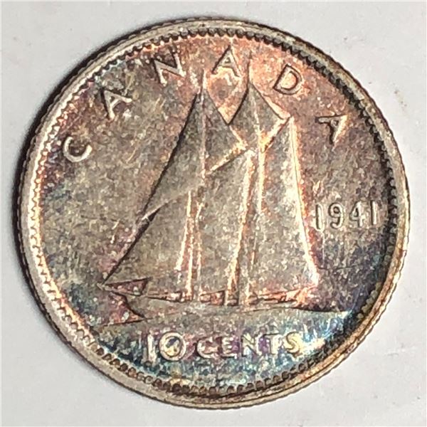 Canadian .10 Cent Dime 1941 EF+