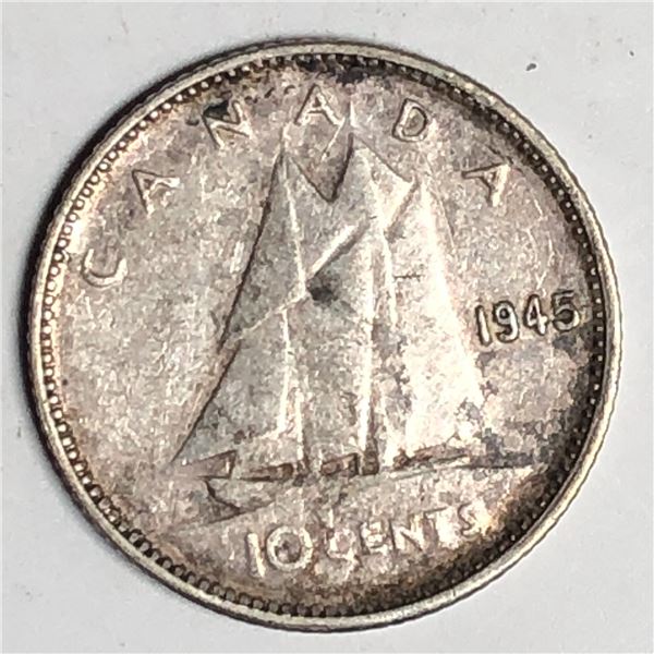 Canadian .10 Cent Dime 1945