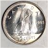 Image 1 : Canadian .10 Cent Dime 1953 NSF CHOICE BU