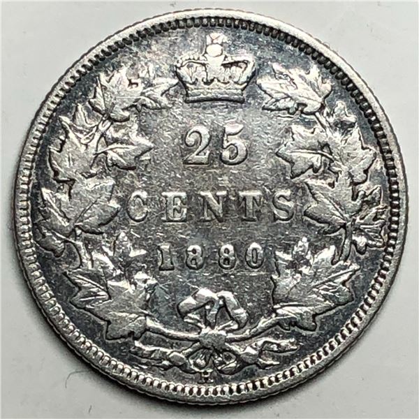 1880 Queen Victoria 25 Cents VF++ Nice Coin