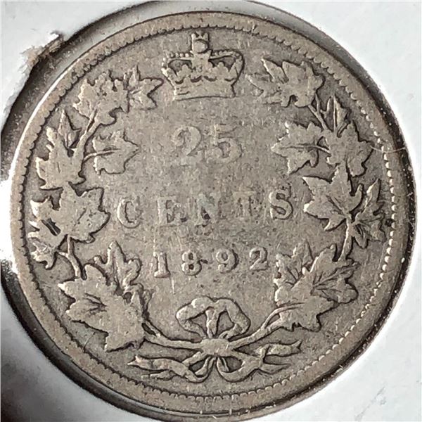 1892 Queen Victoria 25 Cents