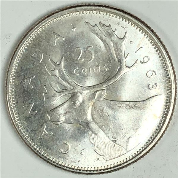 1963 Queen Elizabeth 25 Cents BU Blast White