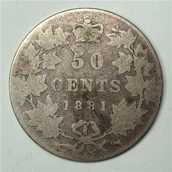 1881 Queen Victoria 50 Cents  G+