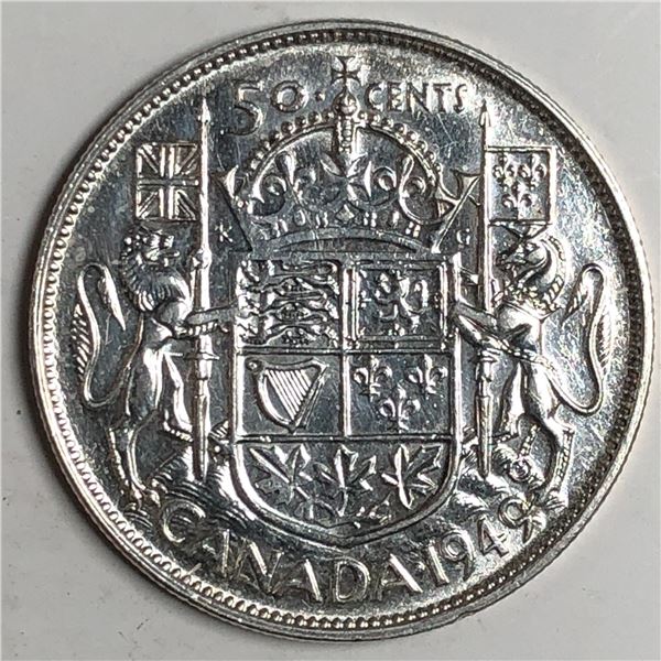 1949 King George VI 50 Cents Hoof Over 9 EF