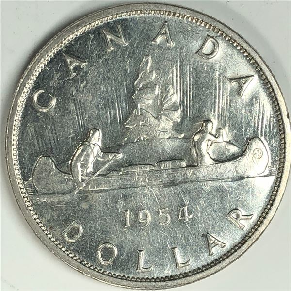 1954 SWL Queen Elizabeth II Canadian Silver Dollar