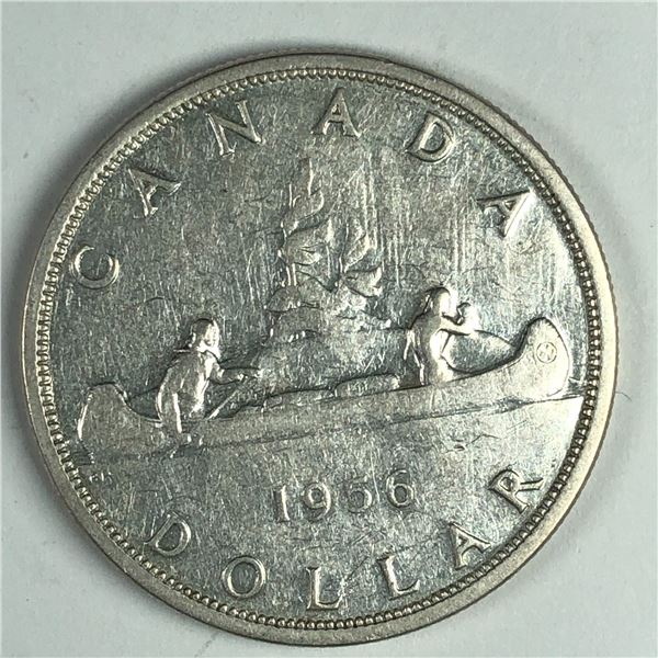 1956 Queen Elizabeth II Canadian Silver Dollar