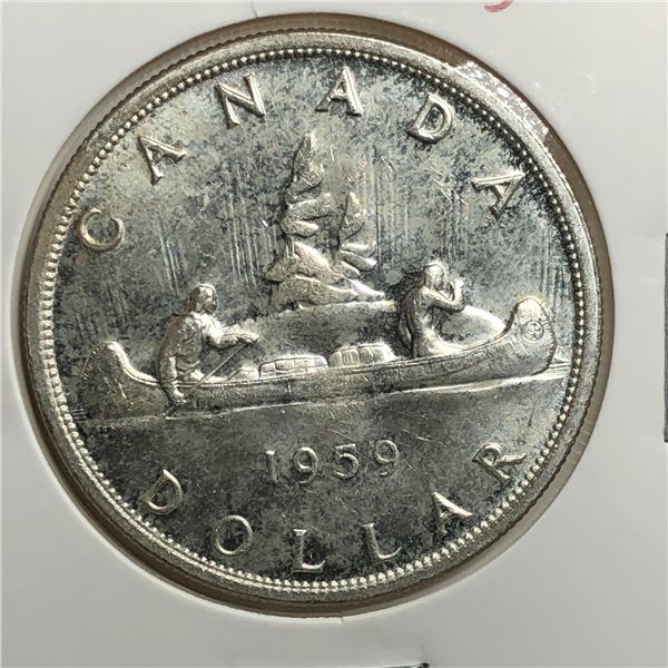 1959 Queen Elizabeth II Canadian Silver Dollar UNC