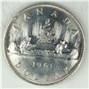 Image 1 : 1961 Queen Elizabeth II Canadian Silver Dollar