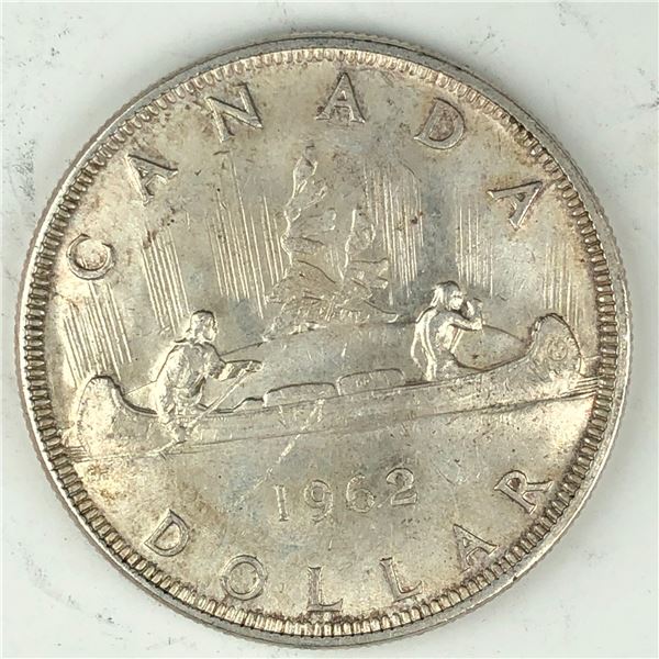 1962 Queen Elizabeth II Canadian Silver Dollar UNC