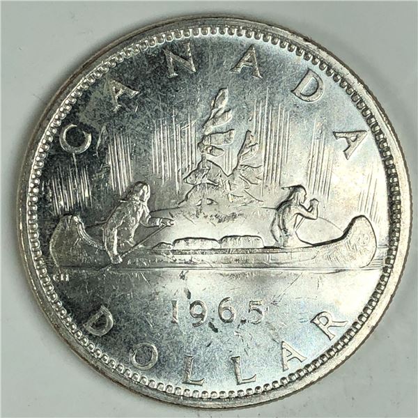 1965 Queen Elizabeth II Canadian Silver Dollar UNC