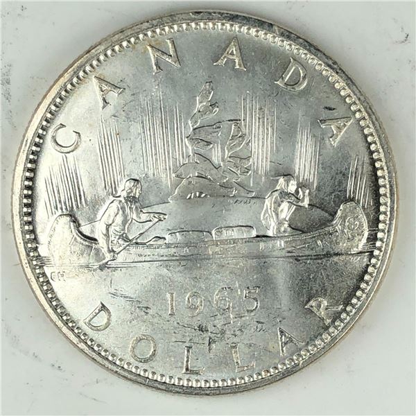 1965 Queen Elizabeth II Canadian Silver Dollar UNC