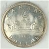 Image 1 : 1965 Queen Elizabeth II Canadian Silver Dollar UNC