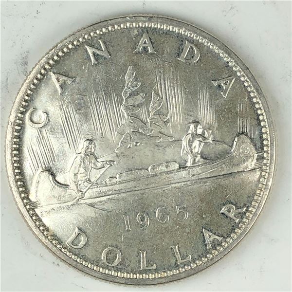 1965 Queen Elizabeth II Canadian Silver Dollar UNC