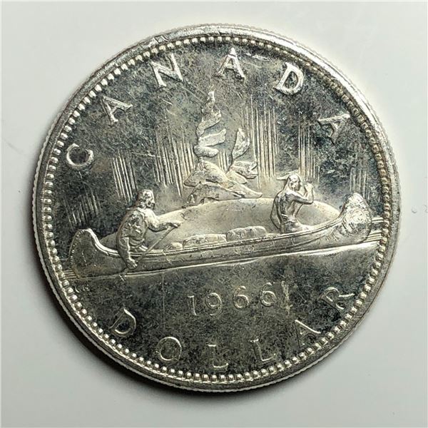 1966 Queen Elizabeth II Canadian Silver Dollar UNC