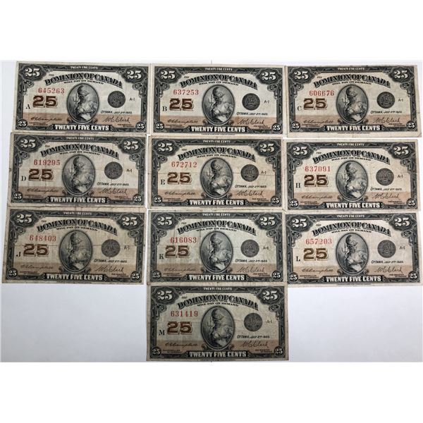 10-1923 25 Cent Shinplaster LETTER SET  VF-EF