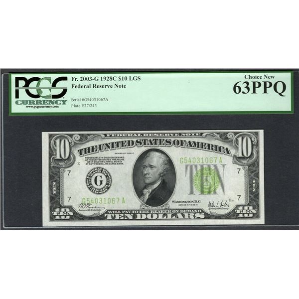 1928C $10 Chicago FRN PCGS 63PPQ