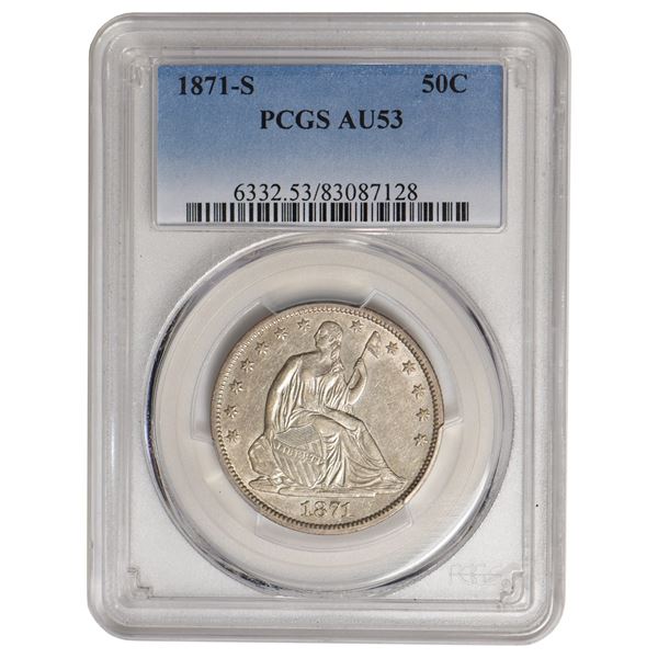 1871-S Seated Liberty Half Dollar PCGS AU53