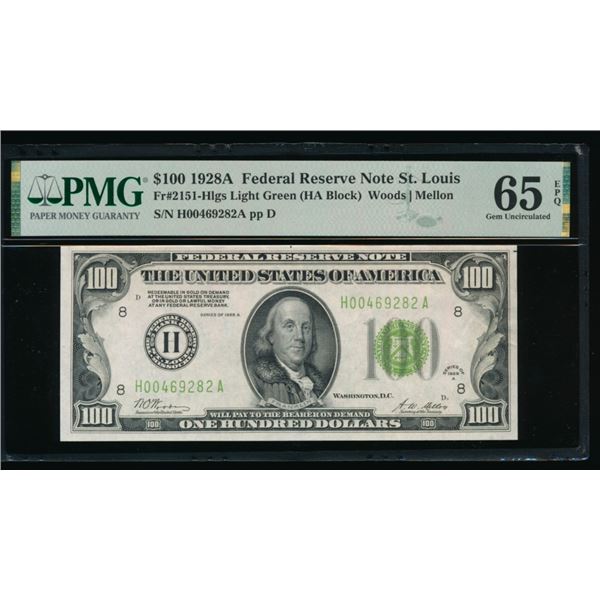 1928A $100 St Louis FRN PMG 65EPQ