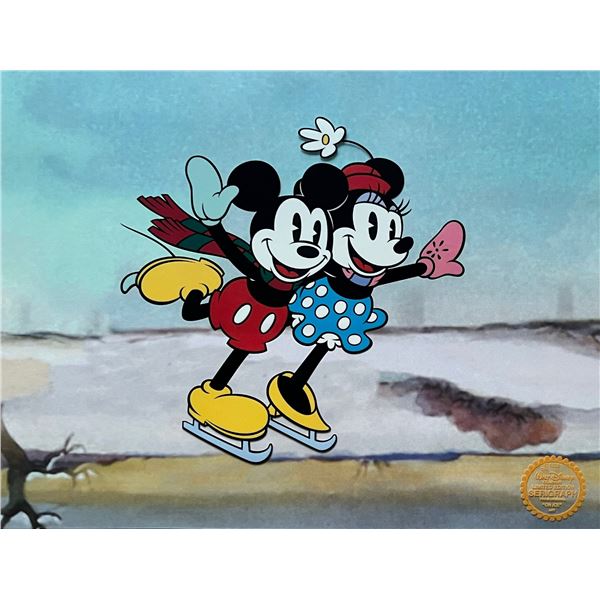 Disney Mickey & Minnie Mouse On Ice Sericel Animation Art Cel