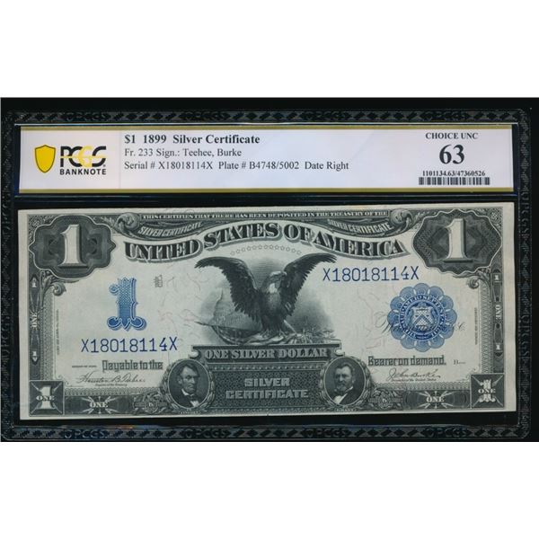 1899 $1 Black Eagle Silver Certificate PCGS 63