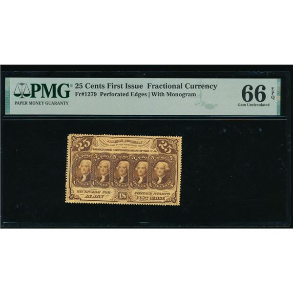 25 Cent First Issue Fractional PMG 66EPQ