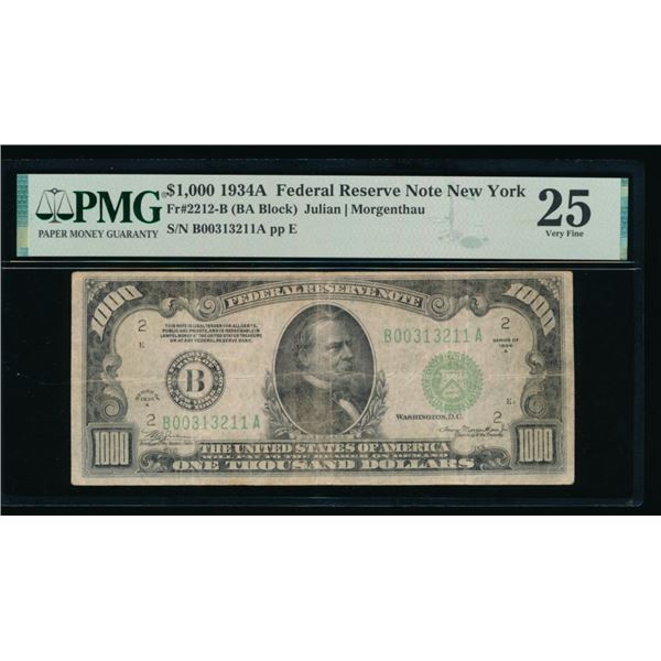 1934A $1000 New York FRN PMG 25