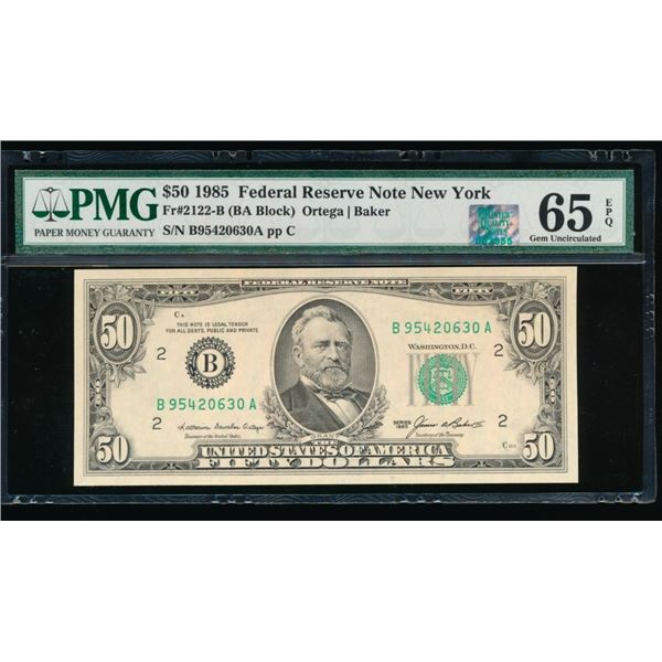 1985 $50 New York FRN PMG 65EPQ