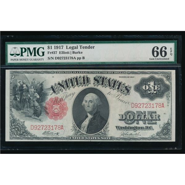 1917 $1 Legal Tender Note PMG 66EPQ