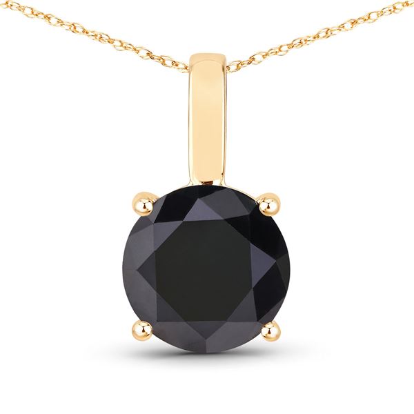 14KT Yellow Gold 3.12ctw Black Diamond Pendant