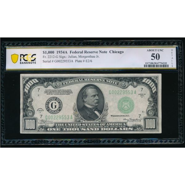 1934A $1000 Chicago FRN PCGS 50