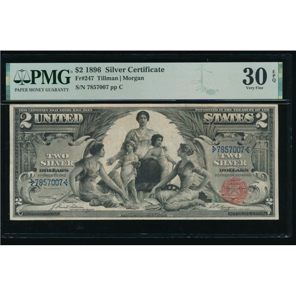1896 $2 Educational Silver Certificate PMG 30EPQ