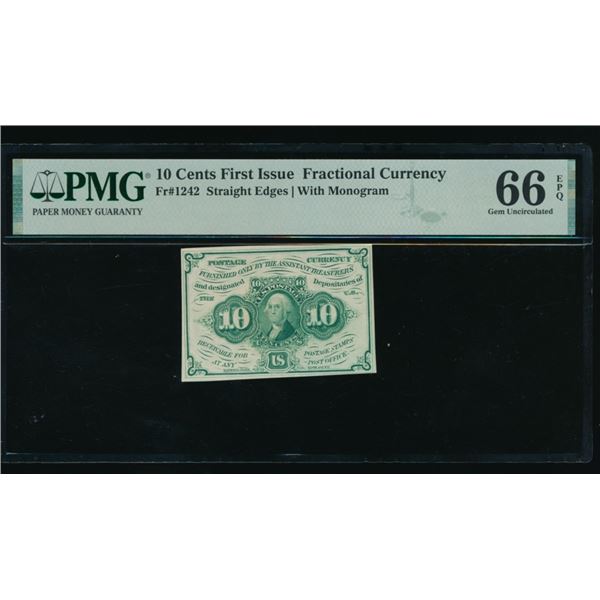 10 Cent First Issue Fractional PMG 66EPQ