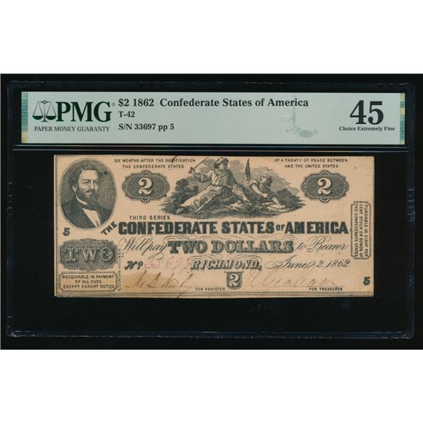 1862 $2 T-42 Confederate PMG 45