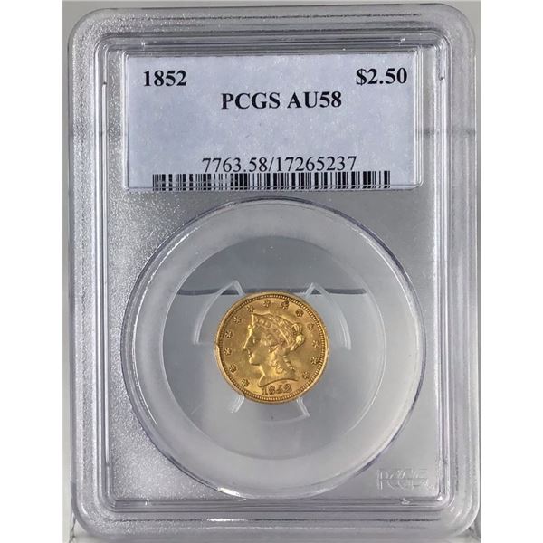 1852 $2.5 Liberty Head Quarter Eagle PCGS AU58