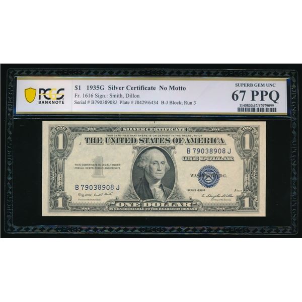 1935G $1 Silver Certificate PCGS 67PPQ