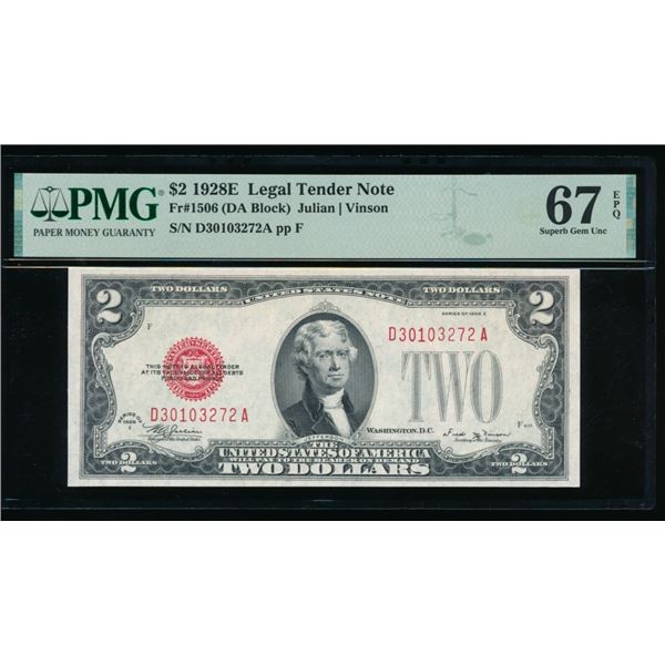 1928E $2 Legal Tender Note PMG 67EPQ