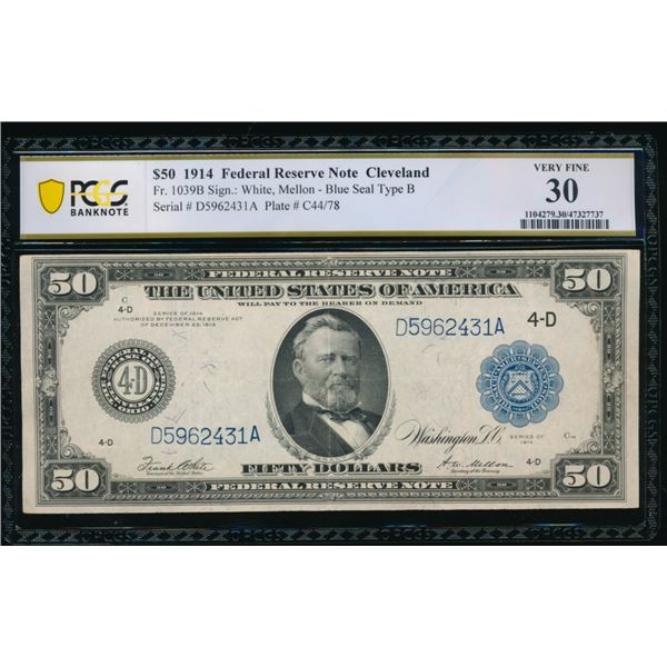 1914 $50 Cleveland FRN PCGS 30