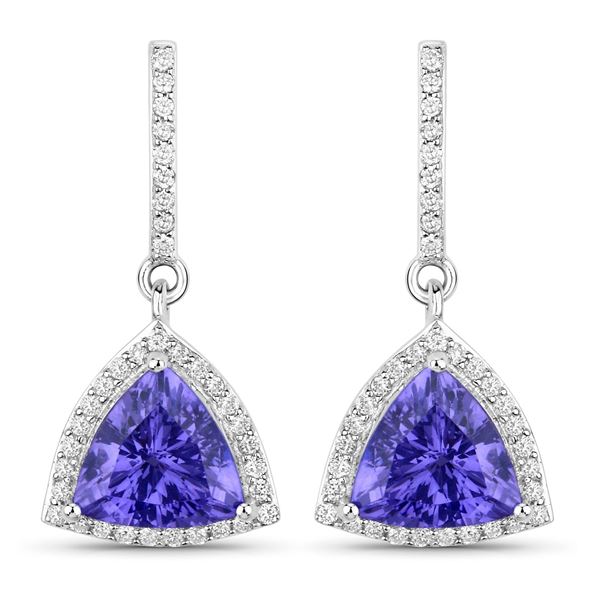 14KT White Gold 3.86ctw Tanzanite and White Diamond Earrings