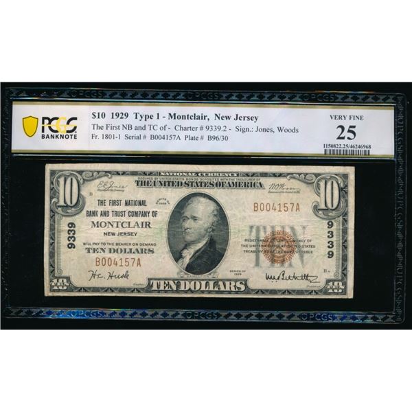 1929 $10 Montclair NJ National PCGS 25