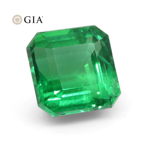GIA Certified 2.08ct Octagonal Emerald Cut Zambia Emerald