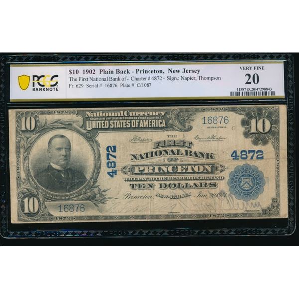 1902 $10 Princeton NJ National PCGS 20