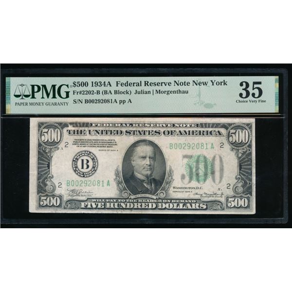 1934A $500 New York FRN PCGS 35