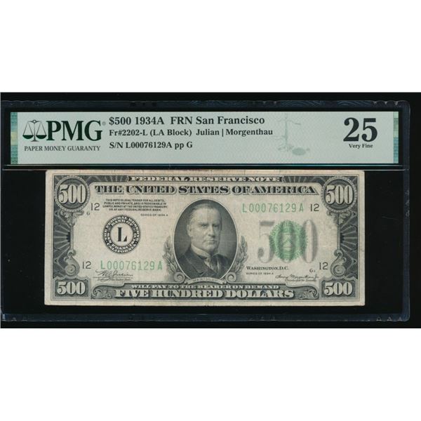 1934A $500 San Francisco FRN PMG 25
