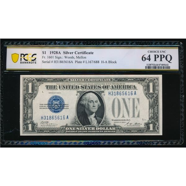 1928A $1 Silver Certificate PCGS 64PPQ