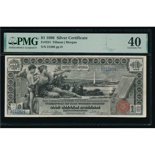 1896 $1 Educational Silver Certificate PMG 40